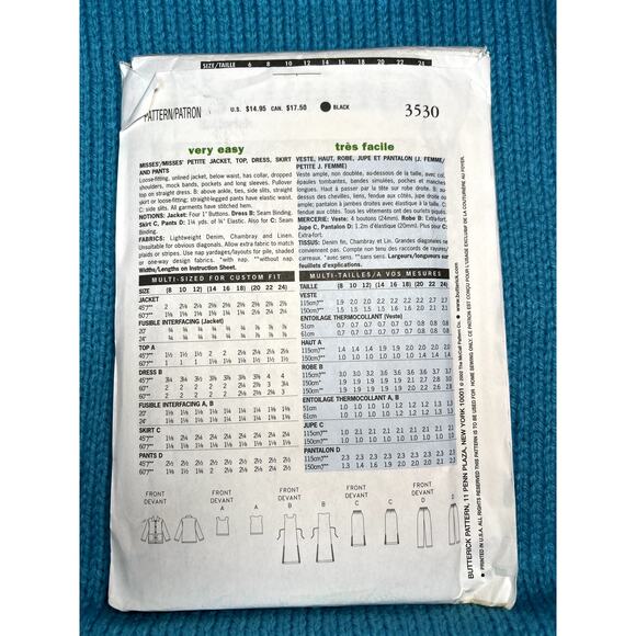 Butterick 3530 pattern top pants dress jacket sz 8 10 12 - Picture 3 of 11
